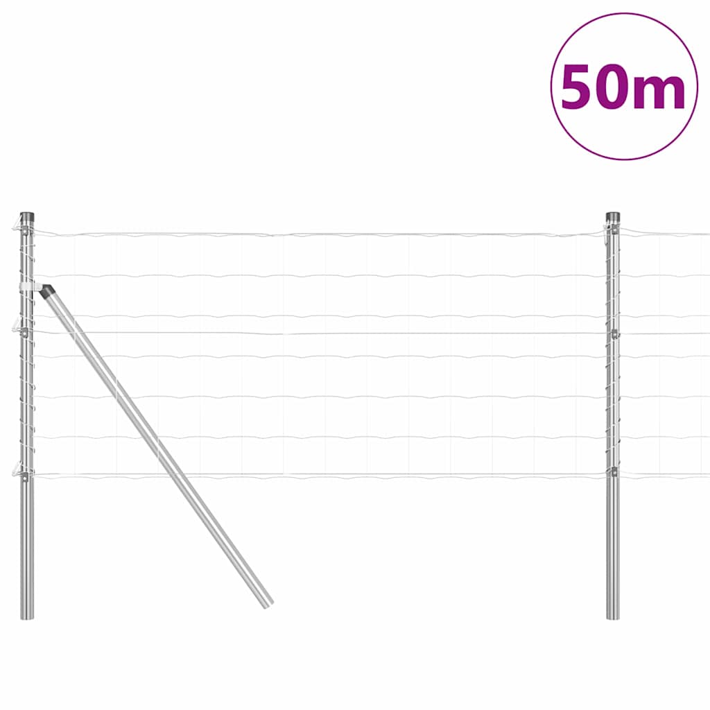 Recinzione con Posto Argento 0,6 x 50 m Acciaio e PVC