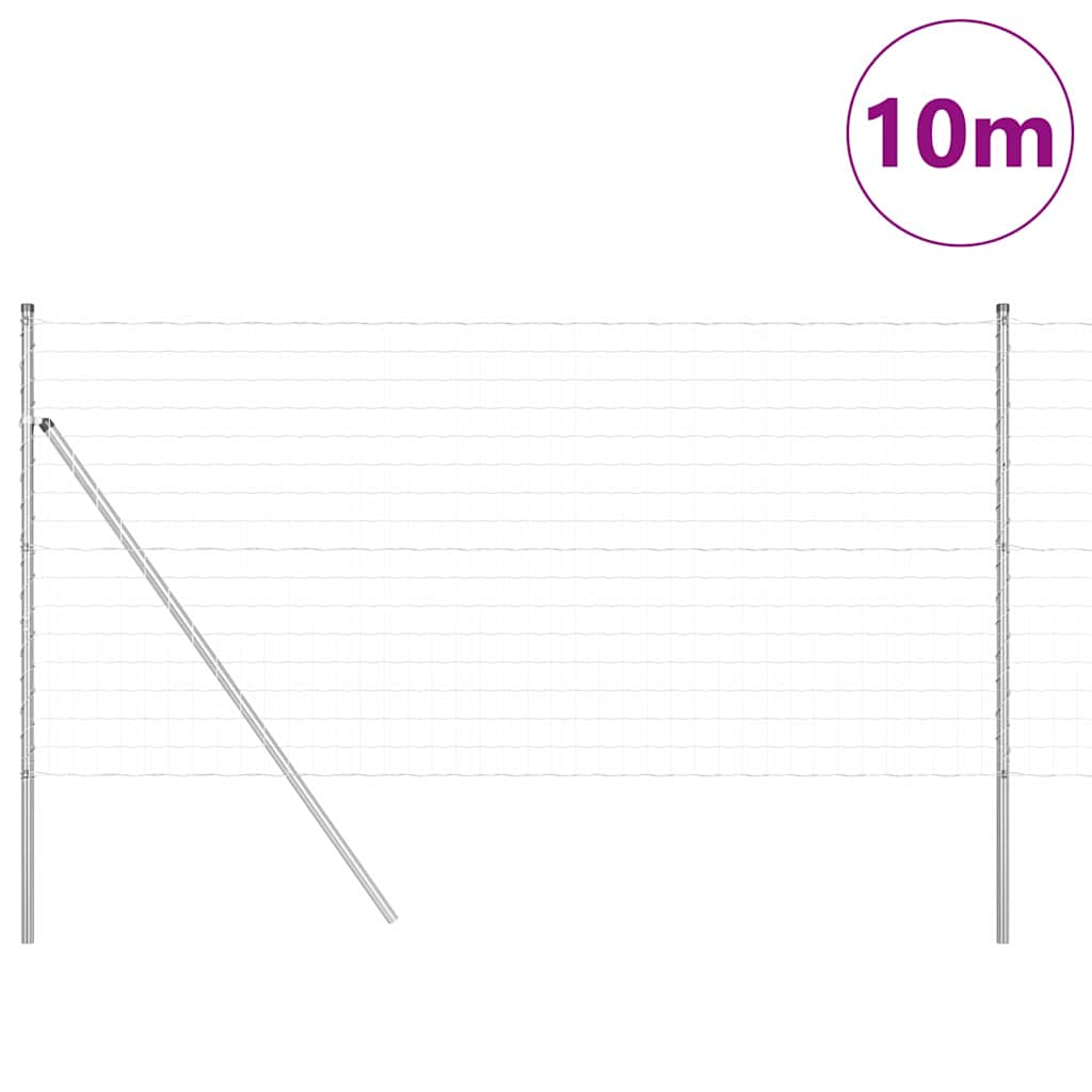 Recinzione con Posto Argento 1,4 x 10 m Acciaio e PVC