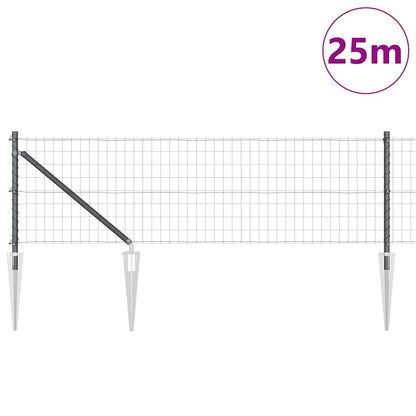 Recinzione con Posto Grigio 0,6 x 25 m Acciaio e PVC