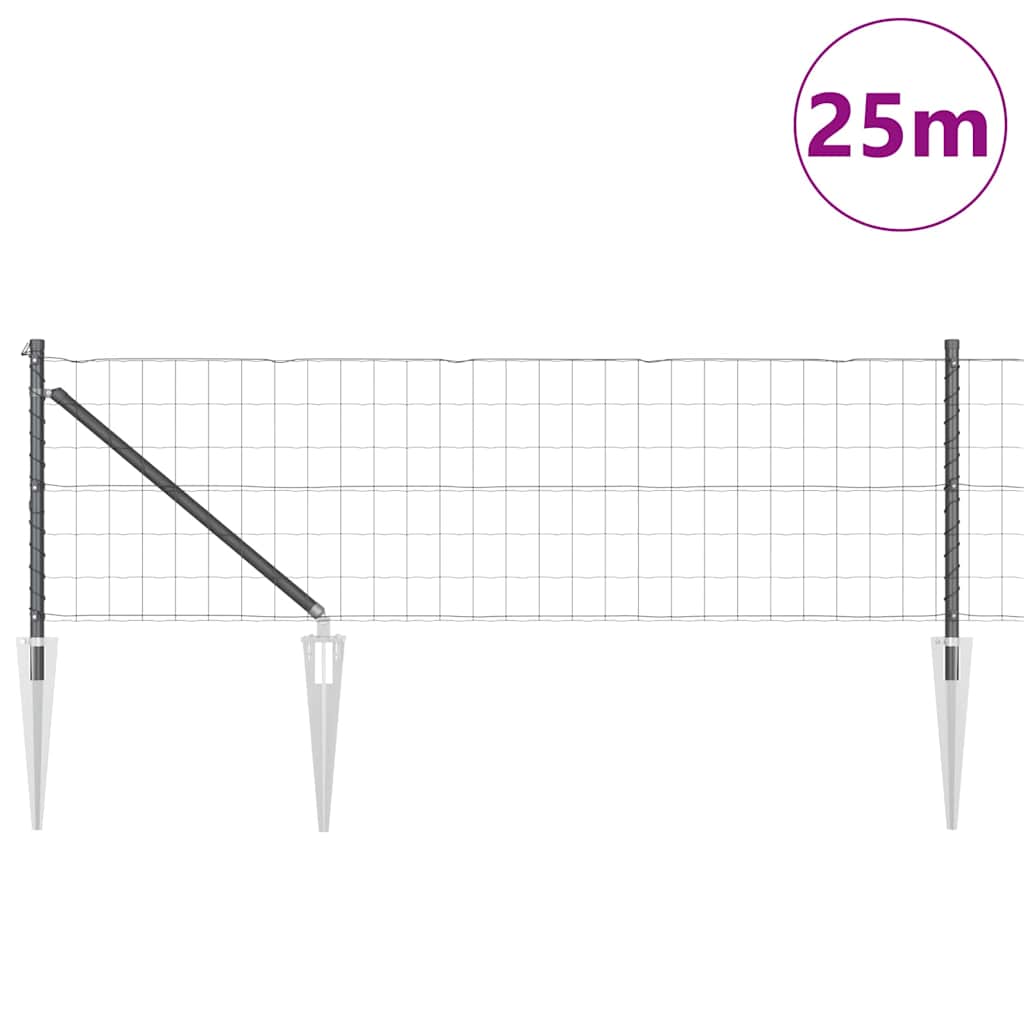 Recinzione con Posto Grigio 0,6 x 25 m Acciaio e PVC