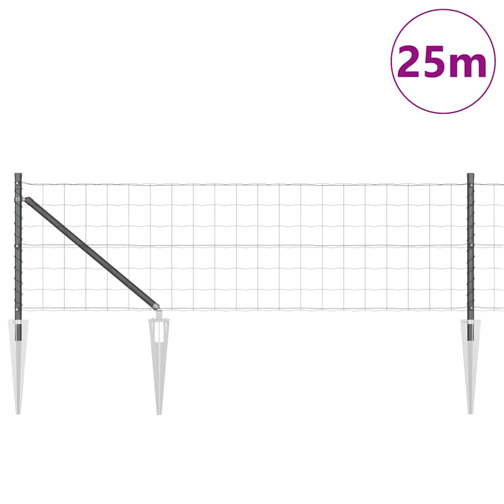 Recinzione con Posto Grigio 0,6 x 25 m Acciaio e PVC