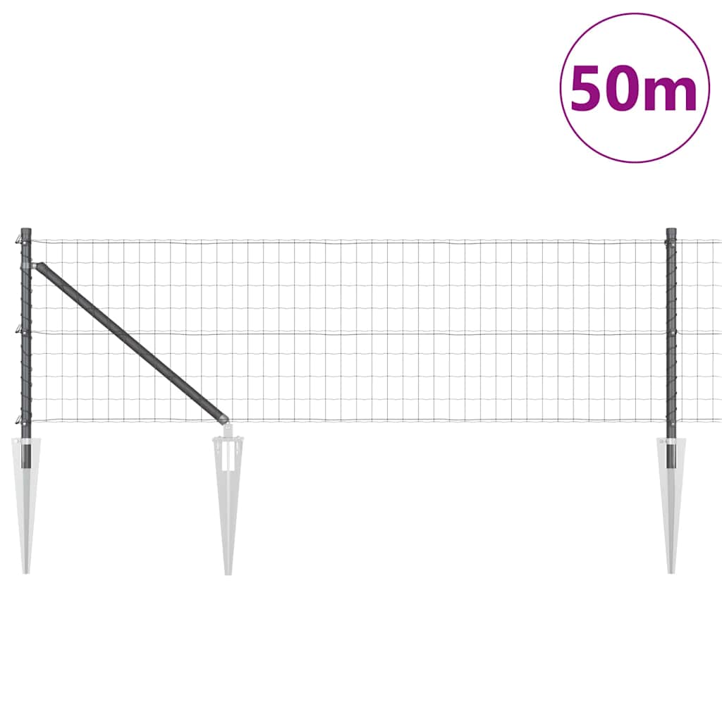 Recinzione con Posto Grigio 0,4 x 50 m Acciaio e PVC