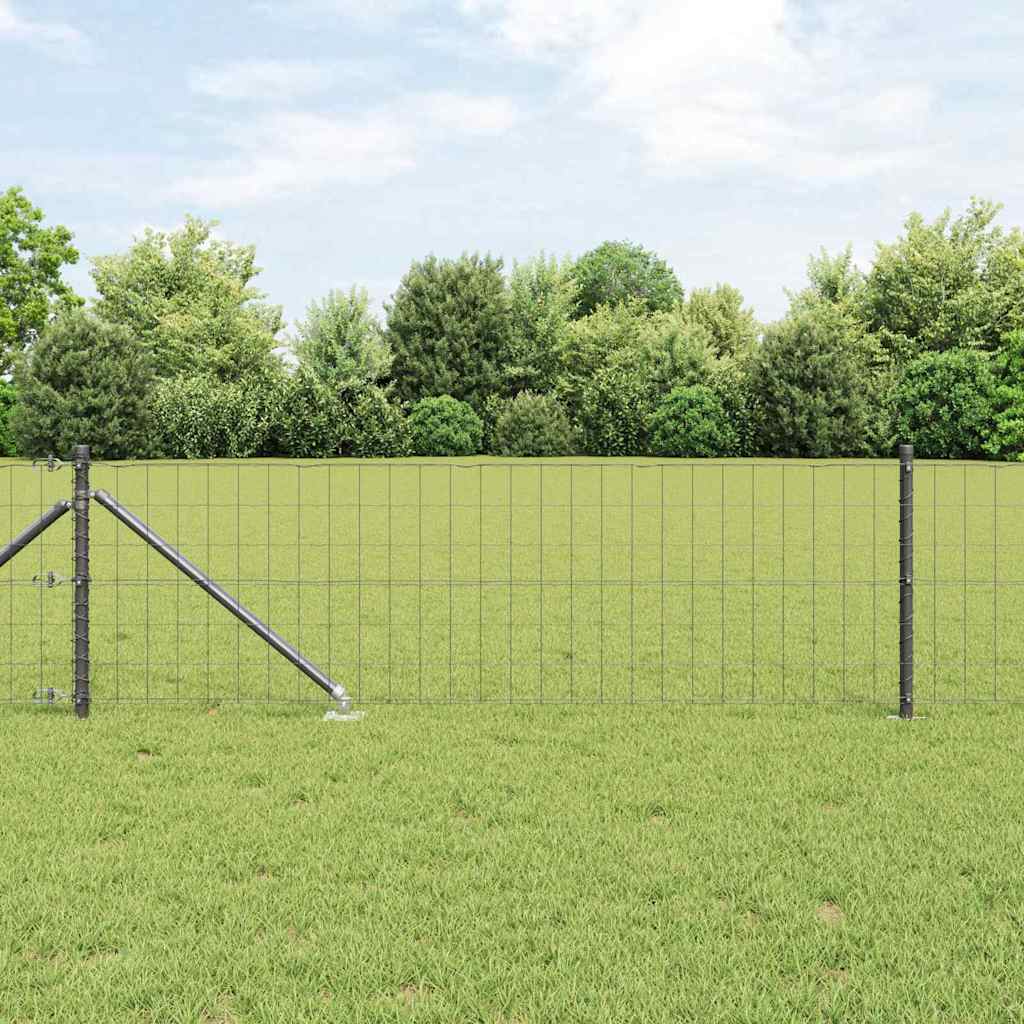 Recinzione con Posto Grigio 0,6 x 50 m Acciaio e PVC