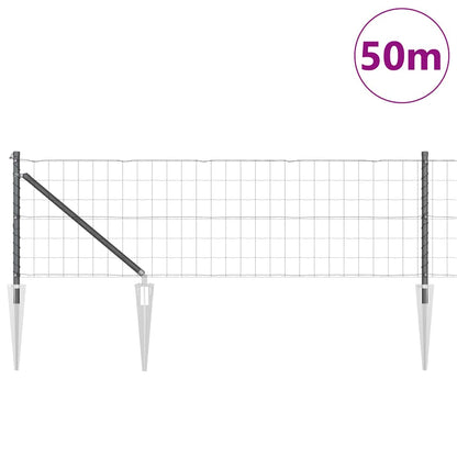 Recinzione con Posto Grigio 0,6 x 50 m Acciaio e PVC