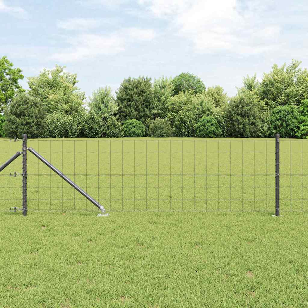 Recinzione con Posto Grigio 0,6 x 50 m Acciaio e PVC