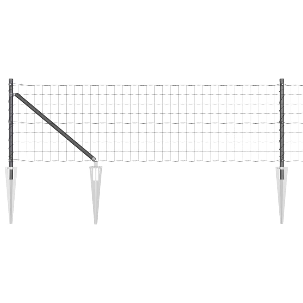 Recinzione con Posto Grigio 0,6 x 25 m Acciaio e PVC