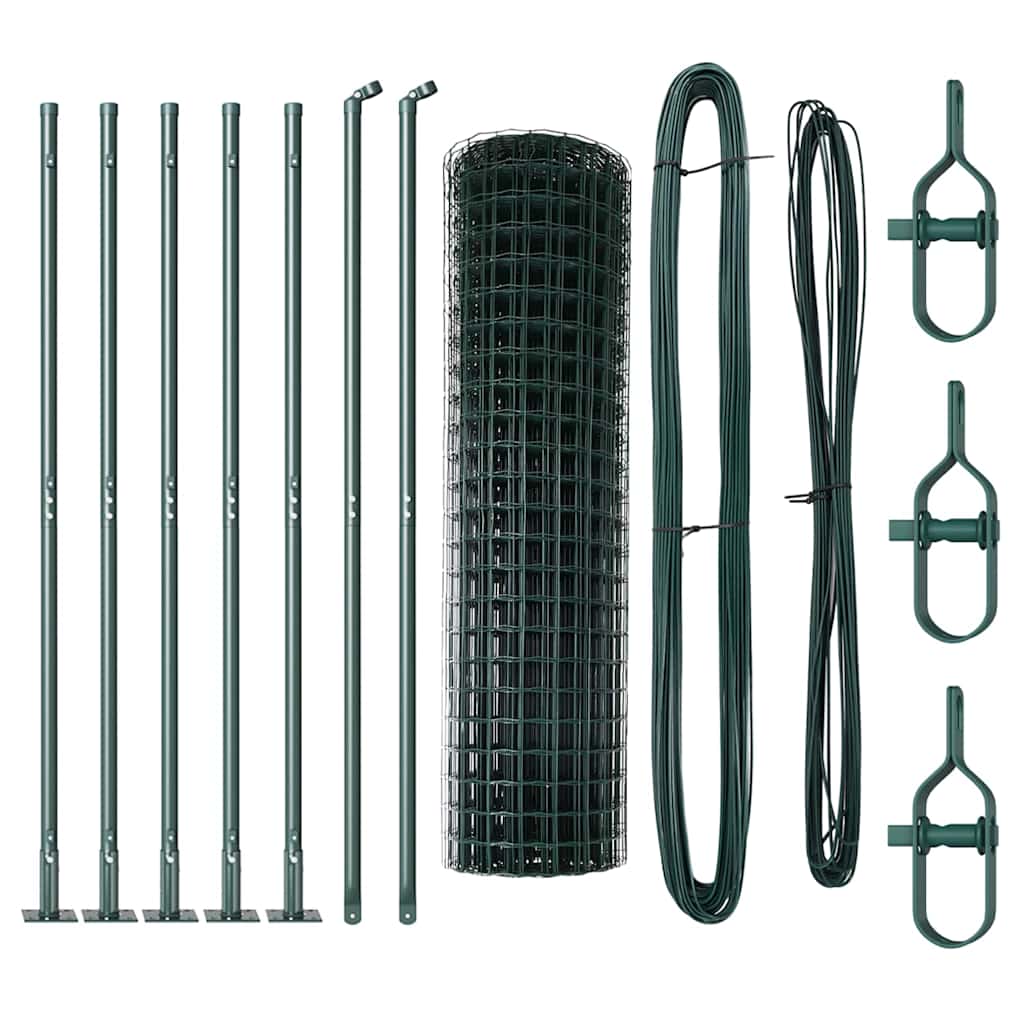 Recinzione con pali. Verde 1.2 x 10 m Acciaio