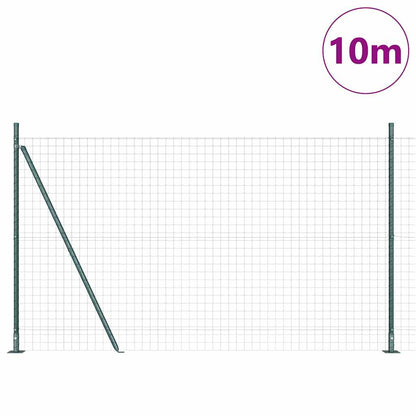 Recinzione con pali. Verde 1.5 x 10 m Acciaio