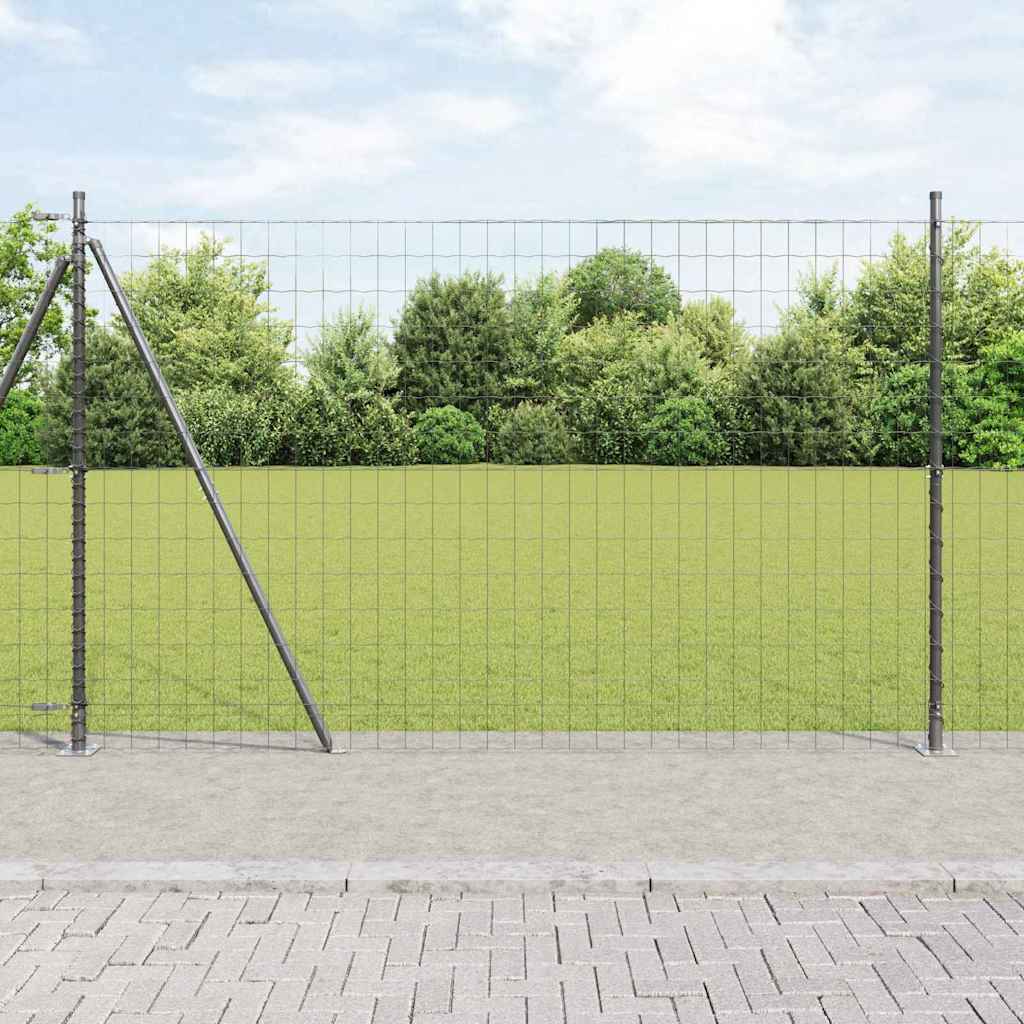 Recinzione con Posto Grigio 1,5 x 10 m Acciaio e PVC