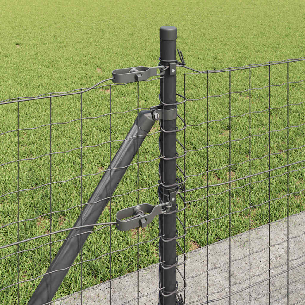 Recinzione con Posto Grigio 0,6 x 25 m Acciaio e PVC