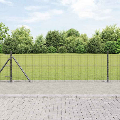 Recinzione con Posto Grigio 0,6 x 25 m Acciaio e PVC