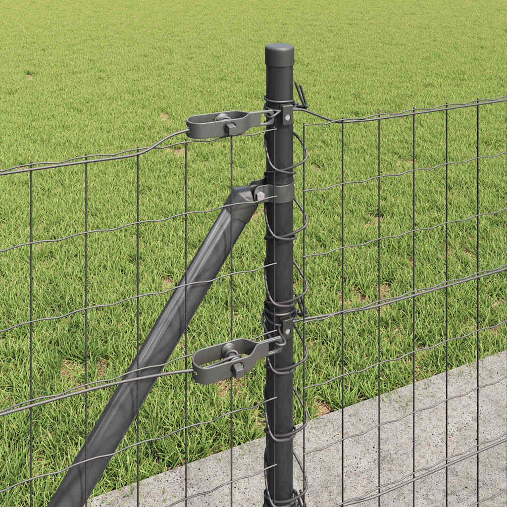 Recinzione con Posto Grigio 0,6 x 25 m Acciaio e PVC