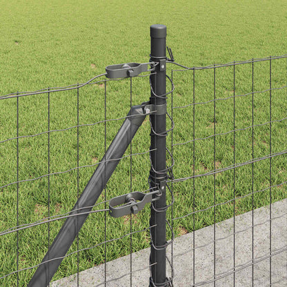 Recinzione con Posto Grigio 0,6 x 25 m Acciaio e PVC