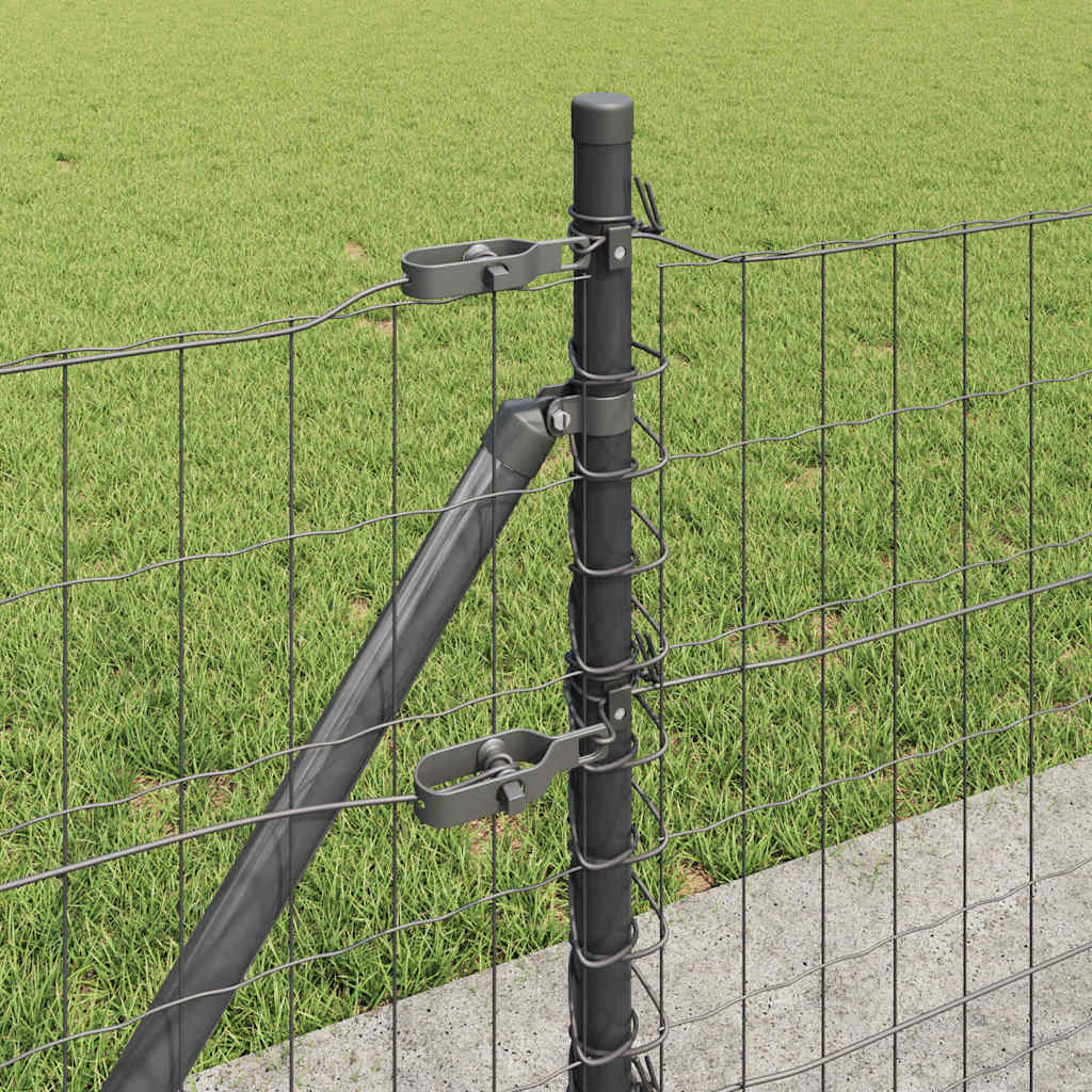 Recinzione con Posto Grigio 0,6 x 25 m Acciaio e PVC