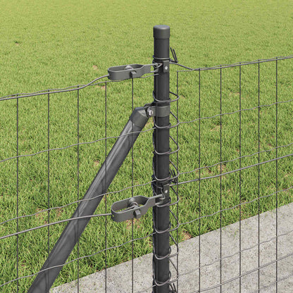 Recinzione con Posto Grigio 0,6 x 25 m Acciaio e PVC
