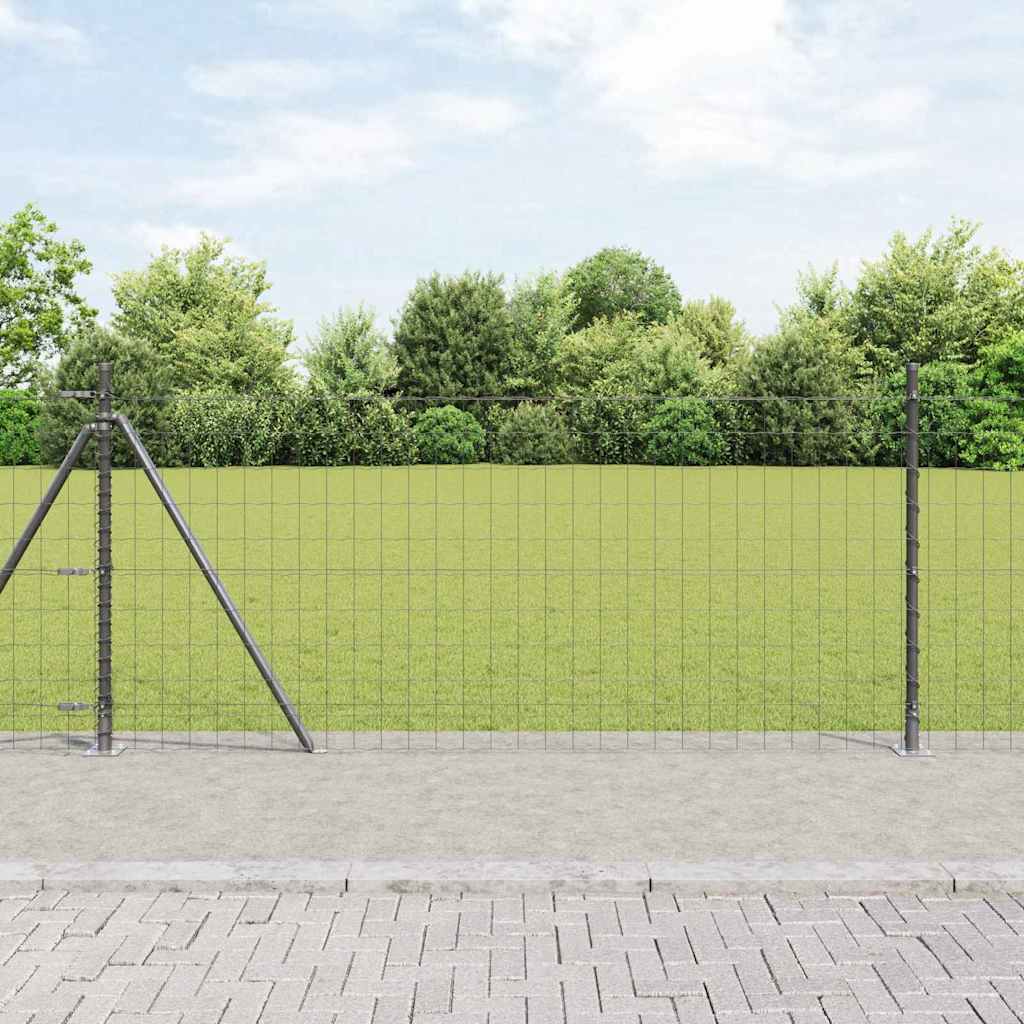 Recinzione con Posto Grigio 1 x 25 m Acciaio e PVC