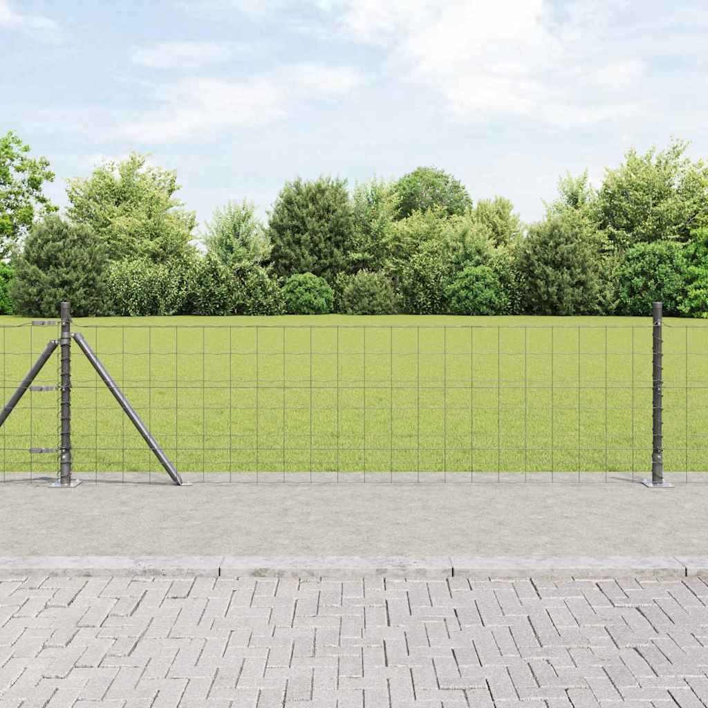 Recinzione con Posto Grigio 0,6 x 25 m Acciaio e PVC