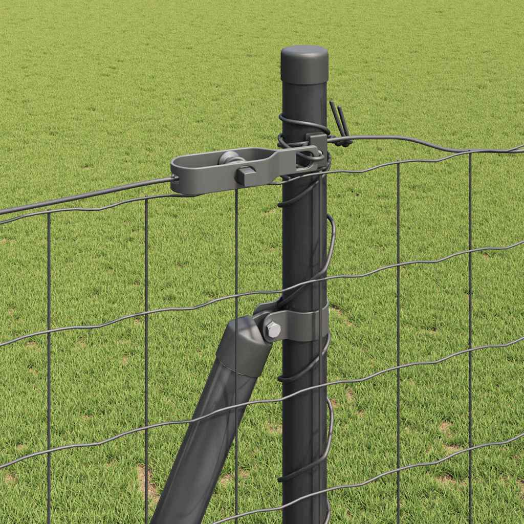 Recinzione con Posto Grigio 1,4 x 10 m Acciaio e PVC
