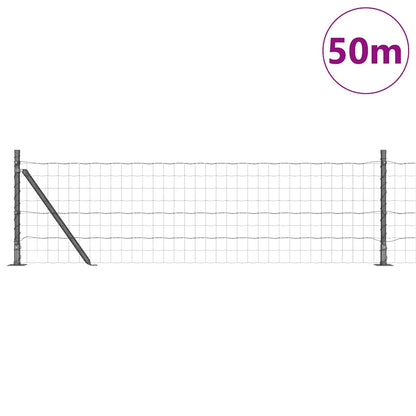 Recinzione con Posto Grigio 0,6 x 50 m Acciaio e PVC