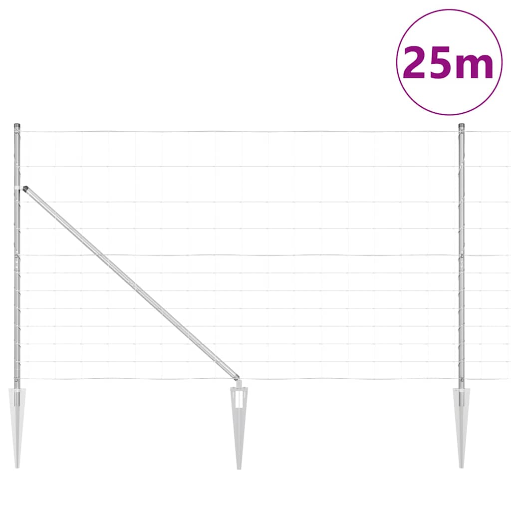 Palo della recinzione Zincato 25 x 1,4 m Acciaio