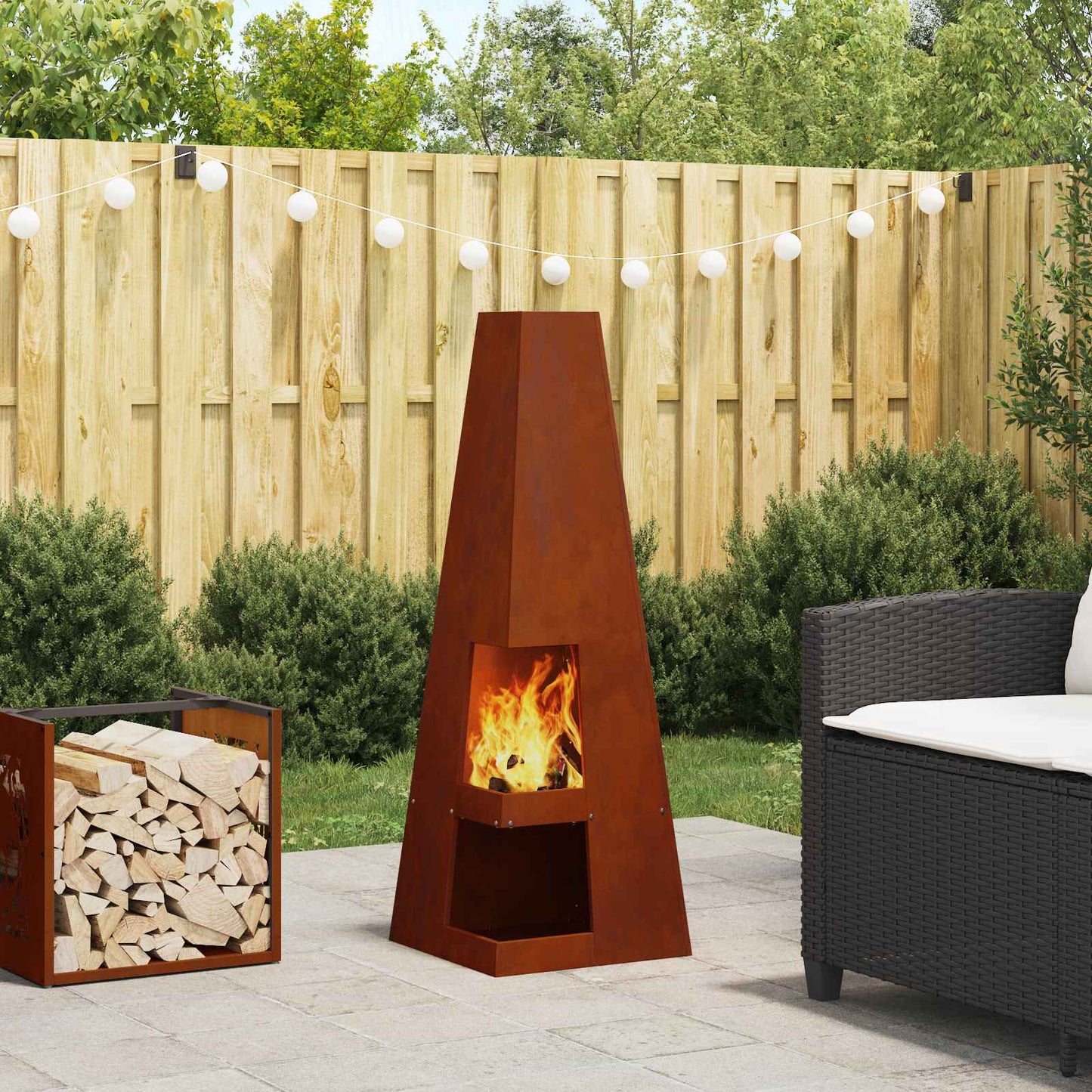 Focolare Marrone 35 x 35 x 100 cm Acciaio CorTen