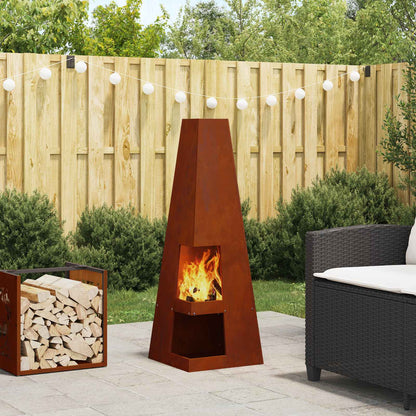 Focolare Marrone 35 x 35 x 100 cm Acciaio CorTen