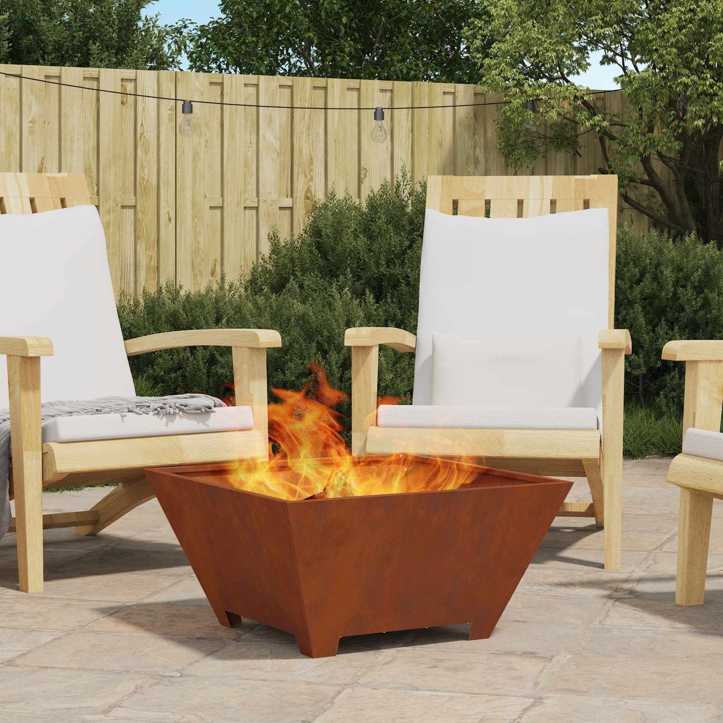 Focolare Marrone 60 x 60 x 30 cm Acciaio CorTen