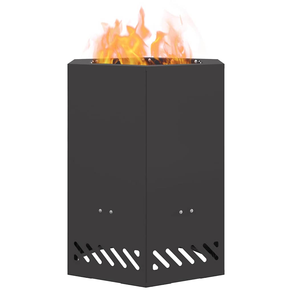 Focolare Senza Fumi Nero 38 x 38 x 51 cm Acciaio
