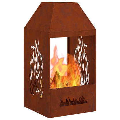 Focolare Marrone 50 x 50 x 100 cm Acciaio CorTen