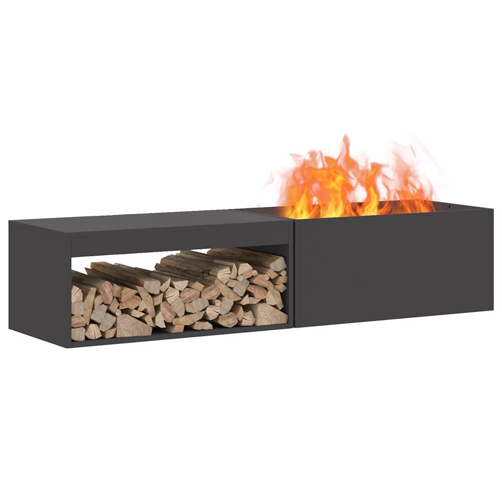 Focolare Nero 160 x 45 x 35 cm Acciaio