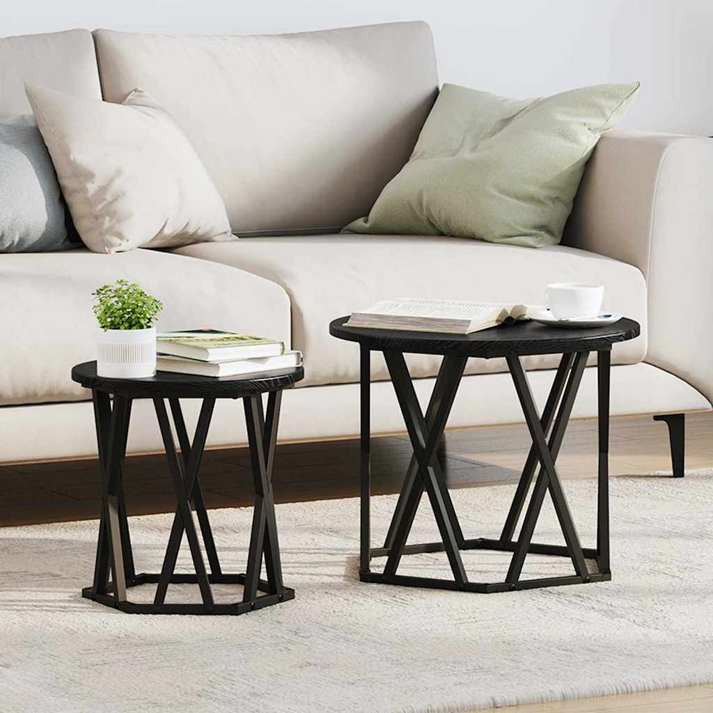 Tavolo laterale 2 pcs Rovere Nero