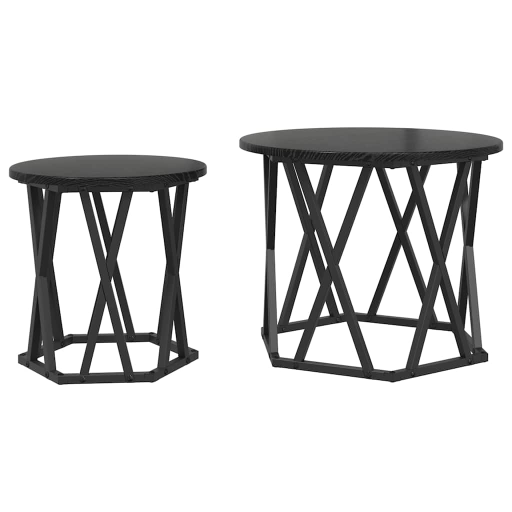 Tavolo laterale 2 pcs Rovere Nero