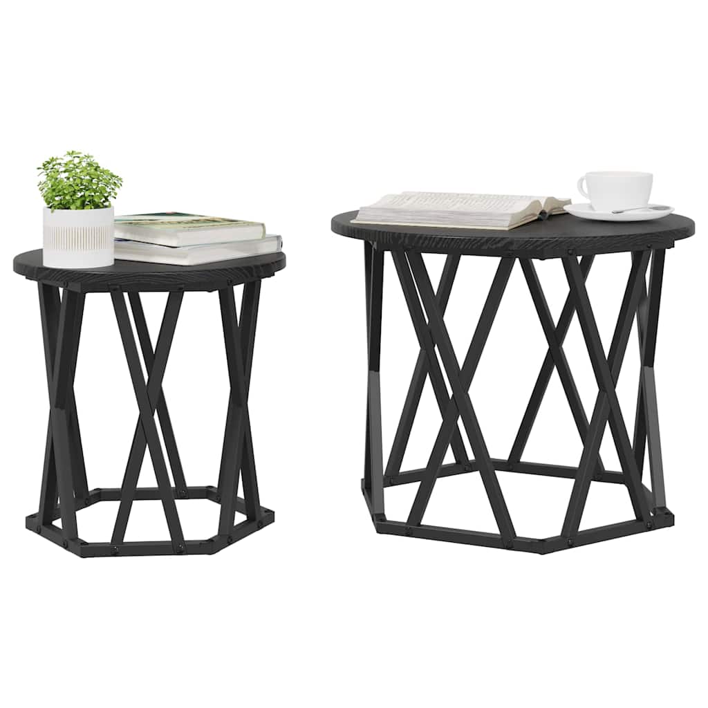Tavolo laterale 2 pcs Rovere Nero