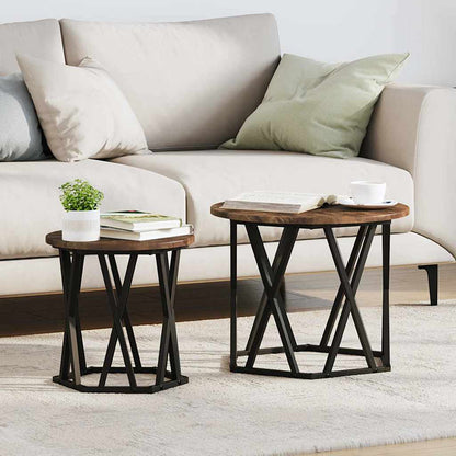 Tavolo laterale 2 pcs Rovere fumÃƒÂ©