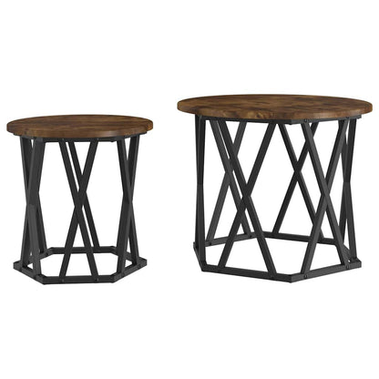 Tavolo laterale 2 pcs Rovere fumÃƒÂ©