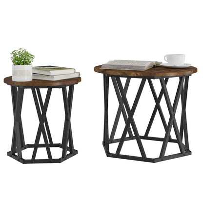 Tavolo laterale 2 pcs Rovere fumÃƒÂ©