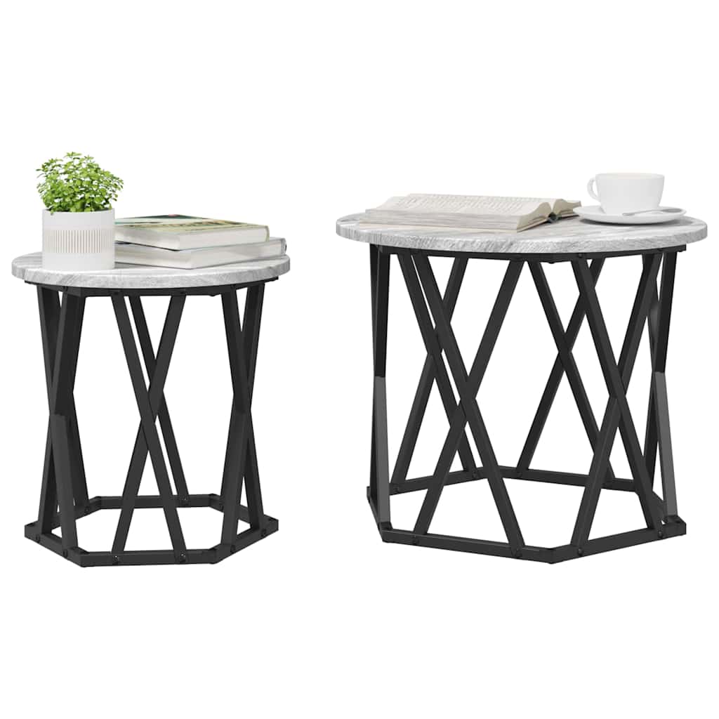 Tavolo laterale 2 pcs Grigio Sonoma