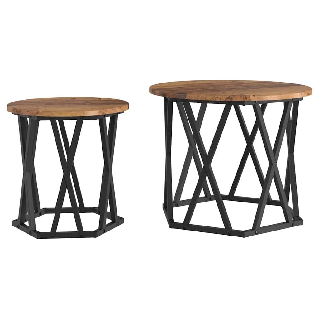 Tavolo laterale 2 pcs legno di recupero