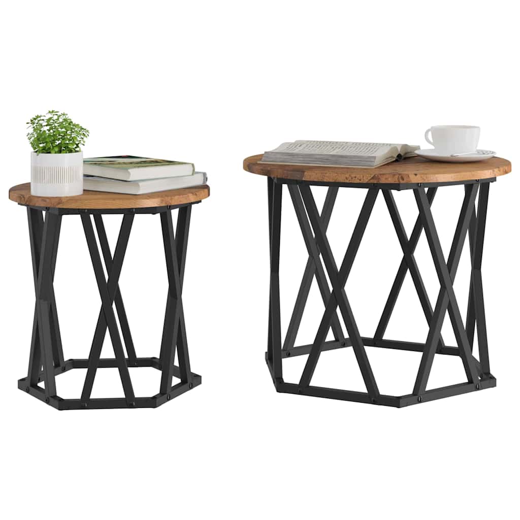 Tavolo laterale 2 pcs legno di recupero