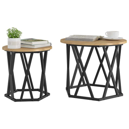 Tavolo laterale 2 pcs Rovere artigianale