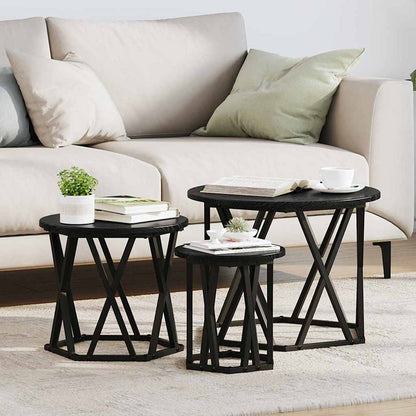 Tavolo Laterale Nesting 3 pcs Rovere Nero