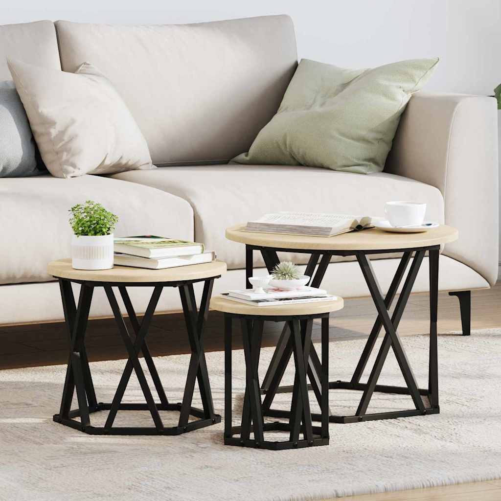 Tavolo Laterale Nesting 3 pcs Rovere Sonoma