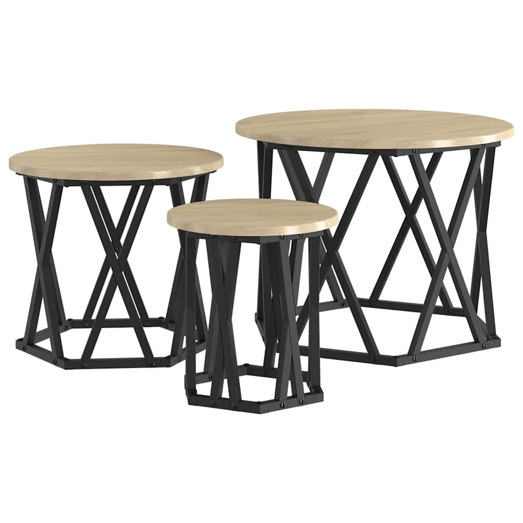 Tavolo Laterale Nesting 3 pcs Rovere Sonoma