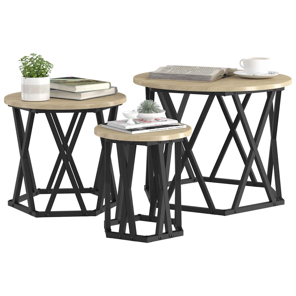 Tavolo Laterale Nesting 3 pcs Rovere Sonoma