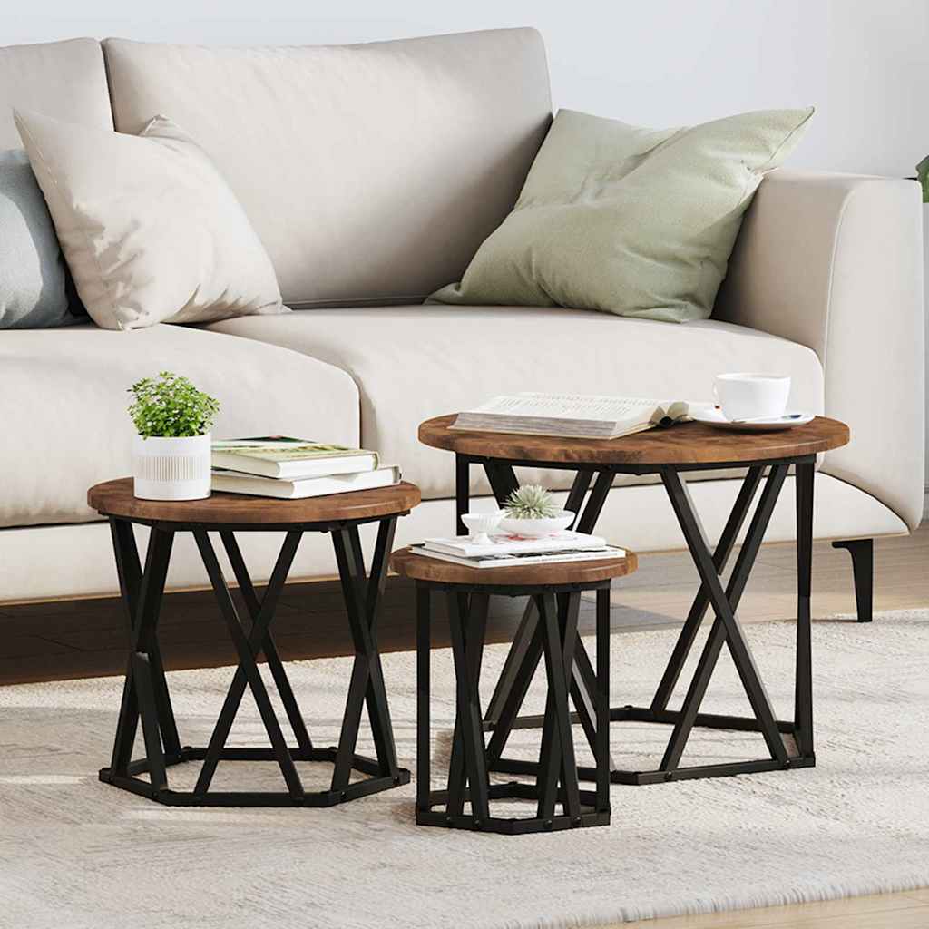 Tavolo Laterale Nesting 3 pcs Rovere fumÃ©