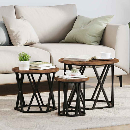 Tavolo Laterale Nesting 3 pcs Rovere fumÃ©