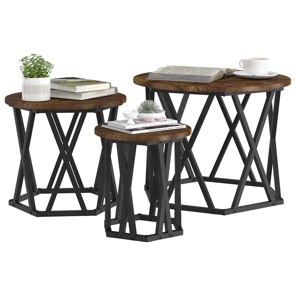 Tavolo Laterale Nesting 3 pcs Rovere fumÃ©