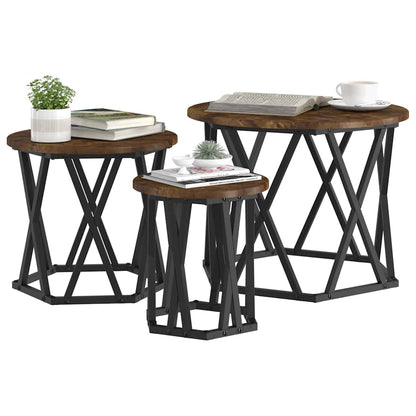 Tavolo Laterale Nesting 3 pcs Rovere fumÃ©