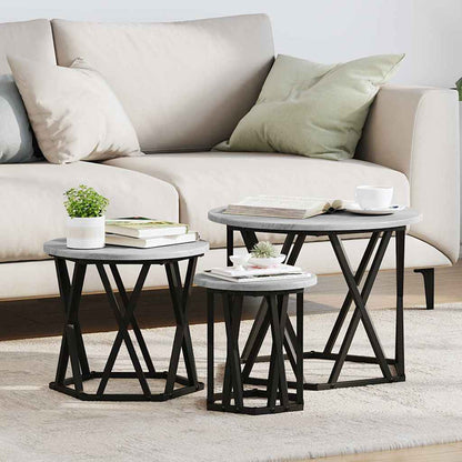Tavolo Laterale Nesting 3 pcs Grigio Sonoma