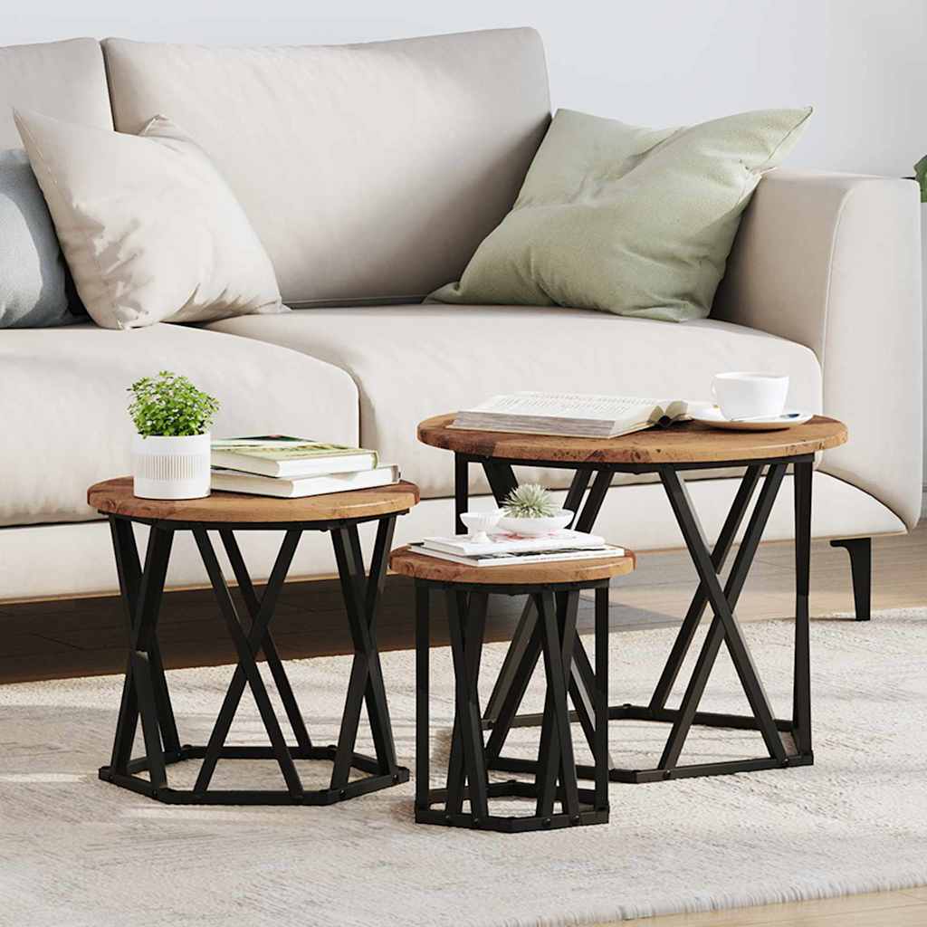 Tavolo Laterale Nesting 3 pcs Legno vecchio